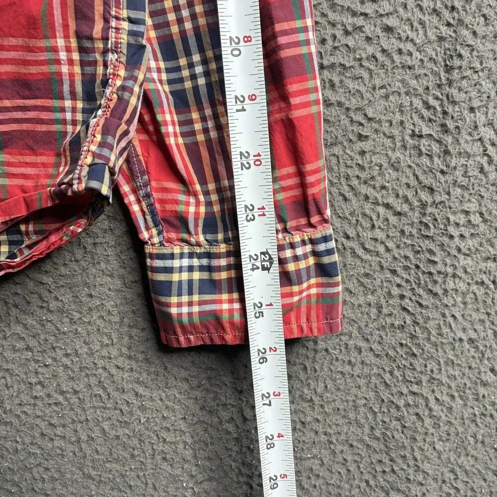 J Crew Lightweight Button Down Shirt Men Large Plaid Long Sleeve Coastal Preppy